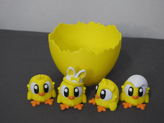 Cute Easter Chicks and cracked Egg